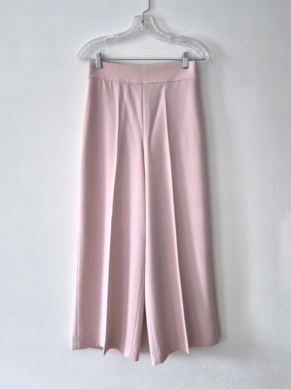 Zara Light Pink High-Waist Wide-Leg Cropped Culotte Trousers Pants Size Small